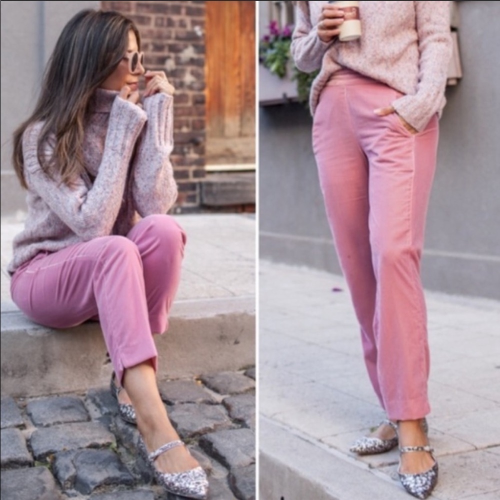 J. Crew the easy pant velvet joggers guava pink